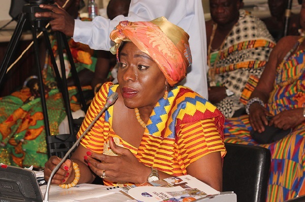 Ms Catherine Abelema Afeku, Minister of Tourism, Arts and Culture, delivering a speech at the forum